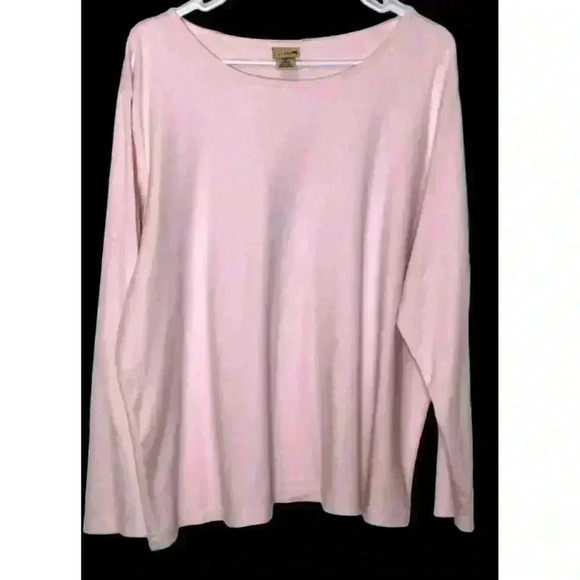 LL Bean womens top 3X Supima Cotton scoop neck long sleeve pink flawed - Picture 7 of 7